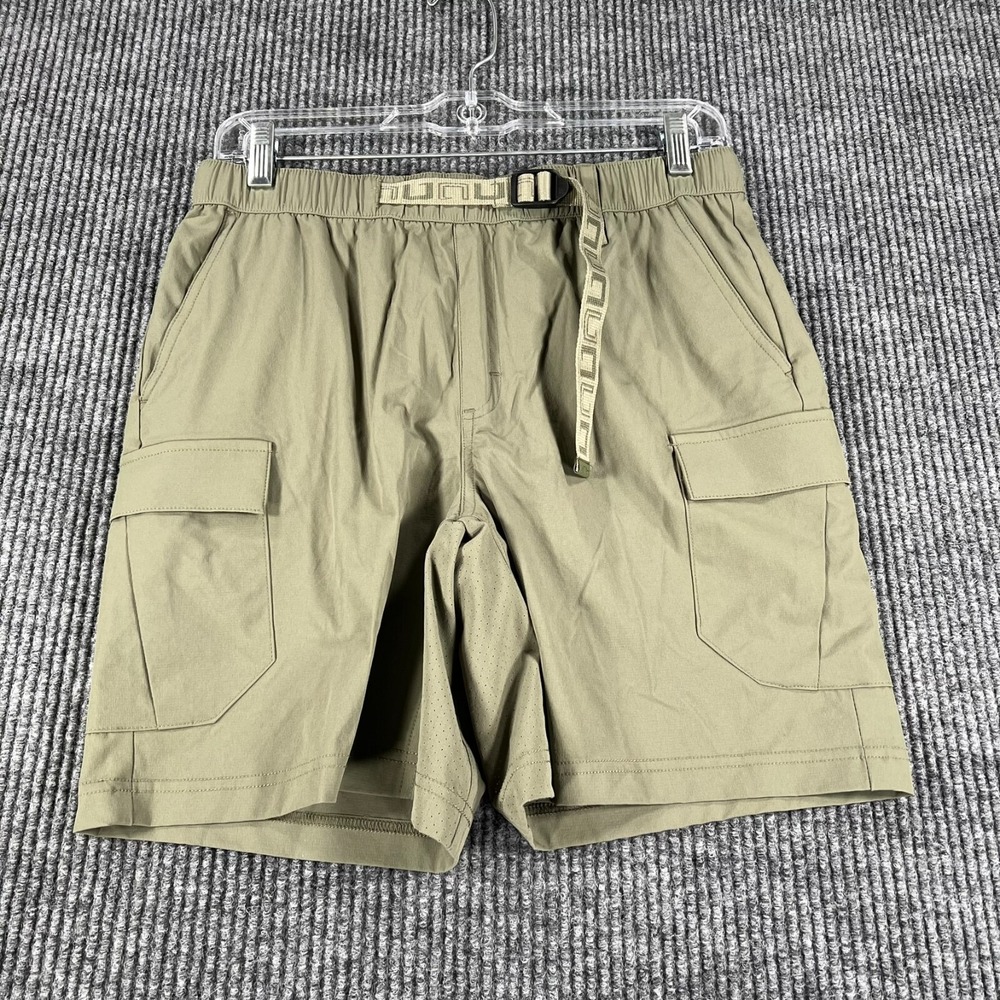 Huk Creekbed Cargo Shorts Mens Small Green Belted 7" Inseam Outdoor Casual